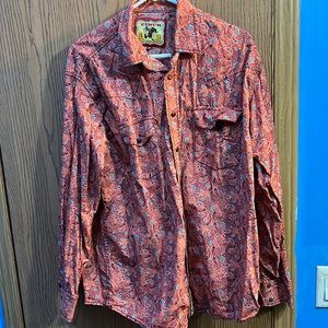 Long sleeve orange paisley print shirt